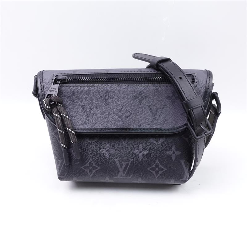 Pre-owned Louis Vuitton Pulse Monogram Eclipse Black Coated Canvas Shoulder Bag