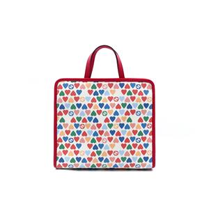 Pre-owned Gucci Heart-Print Red Coated Canvs Tote Bag