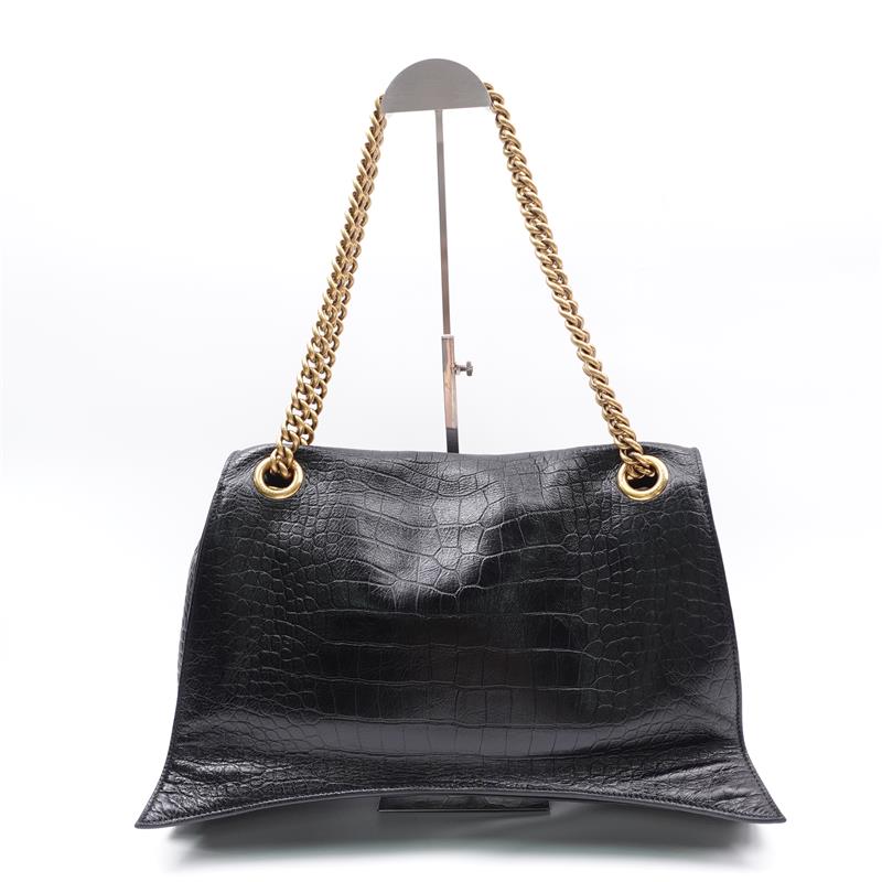 Pre-owned Balenciaga Crush Large Black Calfskin Shoulder Bag