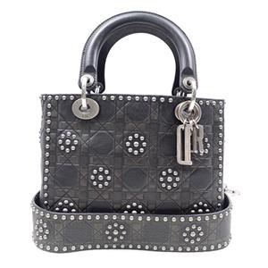 Pre-owned Dior Lady Black Calfskin Shoulder Bag