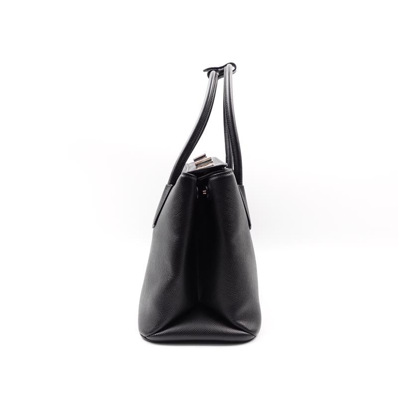 Pre-owned Prada Black Double Saffiano Leather Shoulder Bag