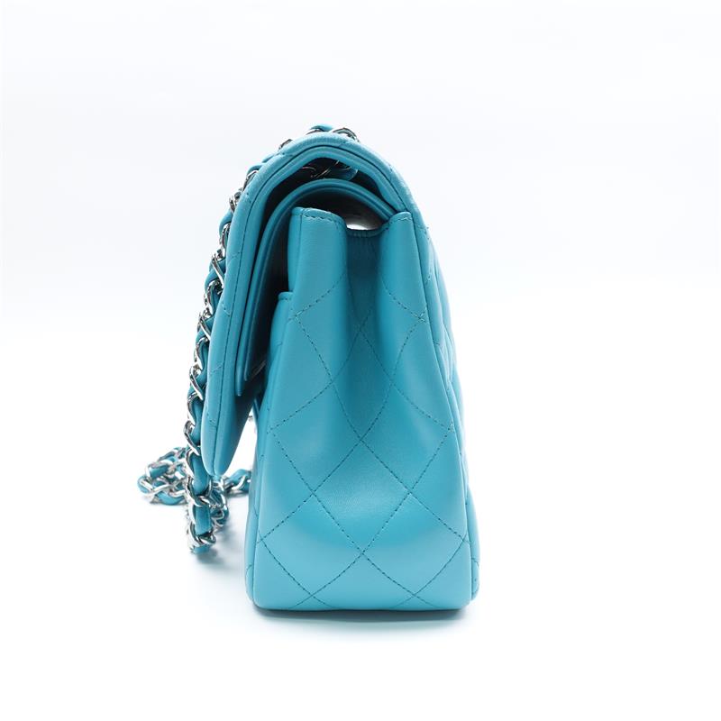 Pre-owned Chanel CF Jumbo Teal Lambskin Shoulder Bag