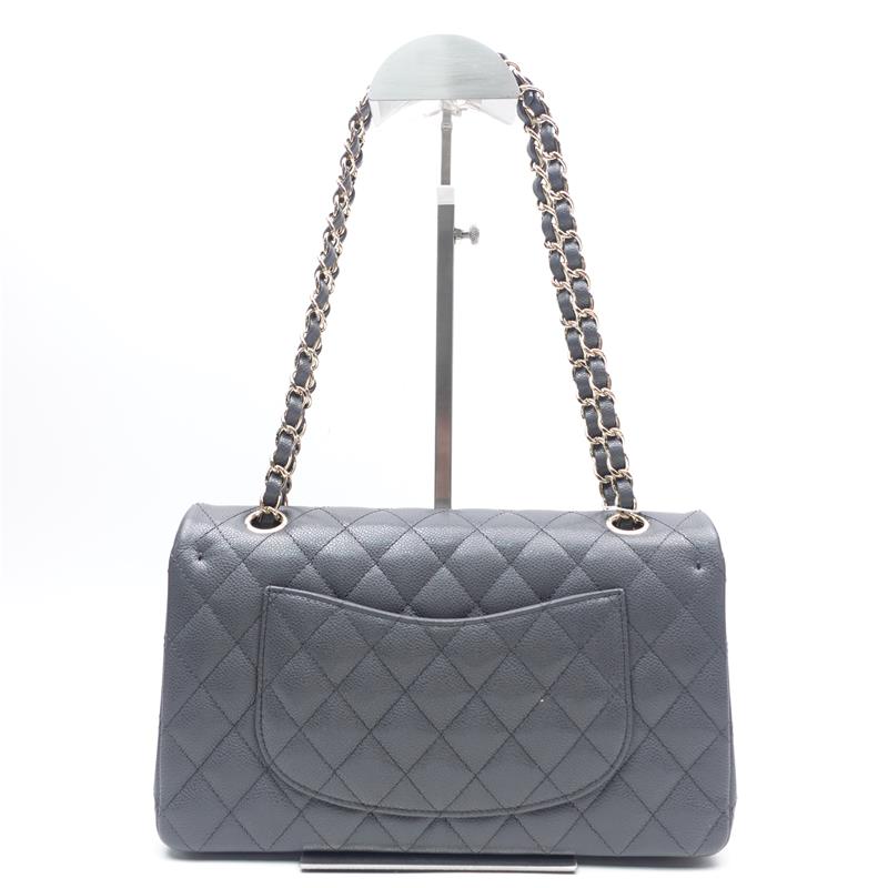 Pre-owned Chanel CF Gray & Gold Caviar Calfskin Shoulder Bag