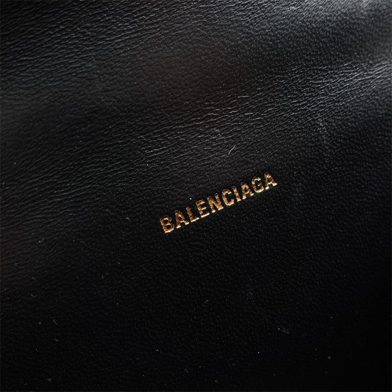 Pre-Owned Balenciaga Hourglass Black Calfskin Croc Print Shoulder Bag