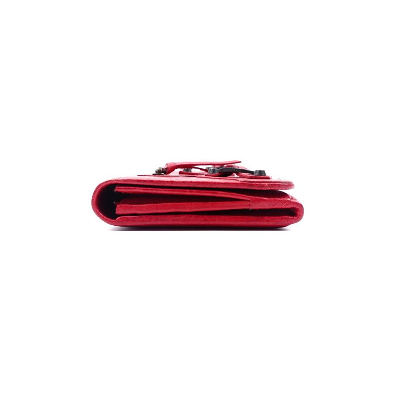 Pre-owned Balenciaga Red Calfskin Long Wallet
