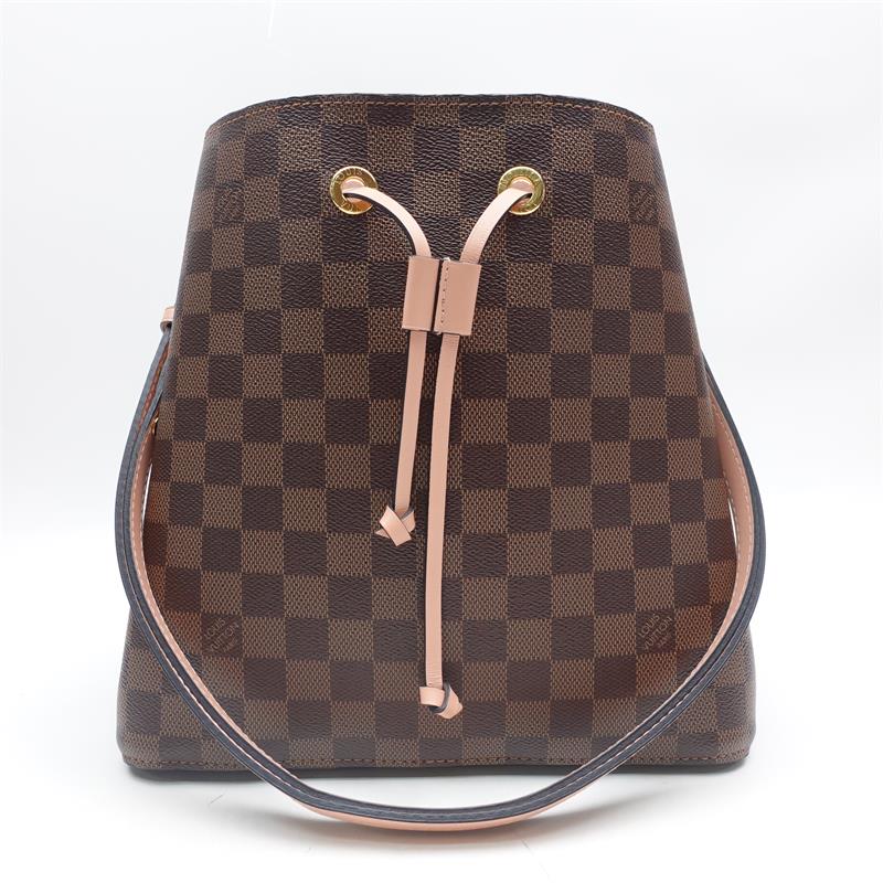 Pre-owned Neonoe Damier Ebene Brown Coated Canvas Shoulder Bag
