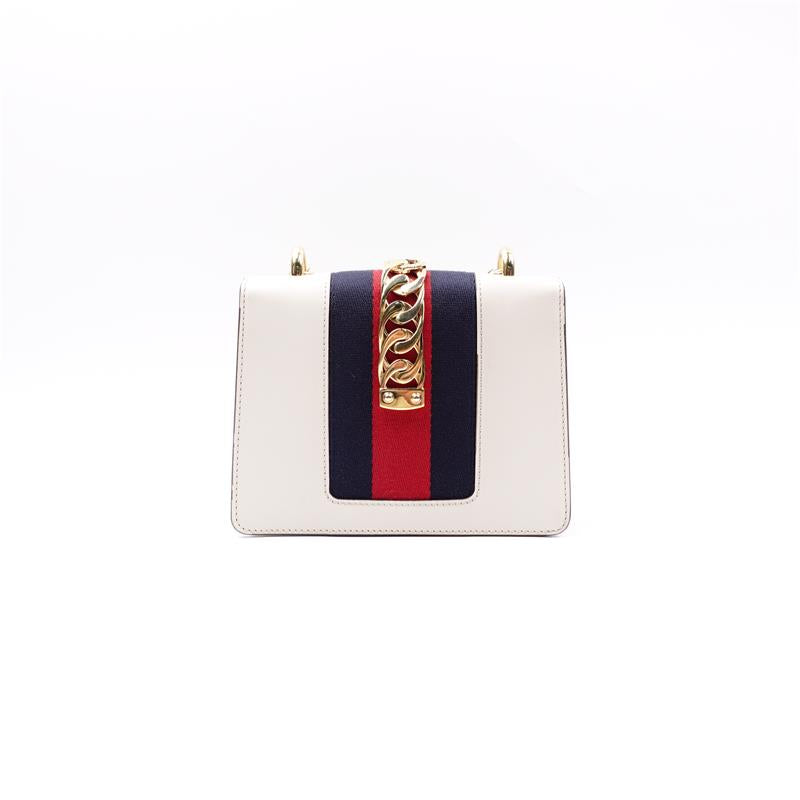 Pre-owned Gucci Sylvie White Calfskin Shoulder Bag
