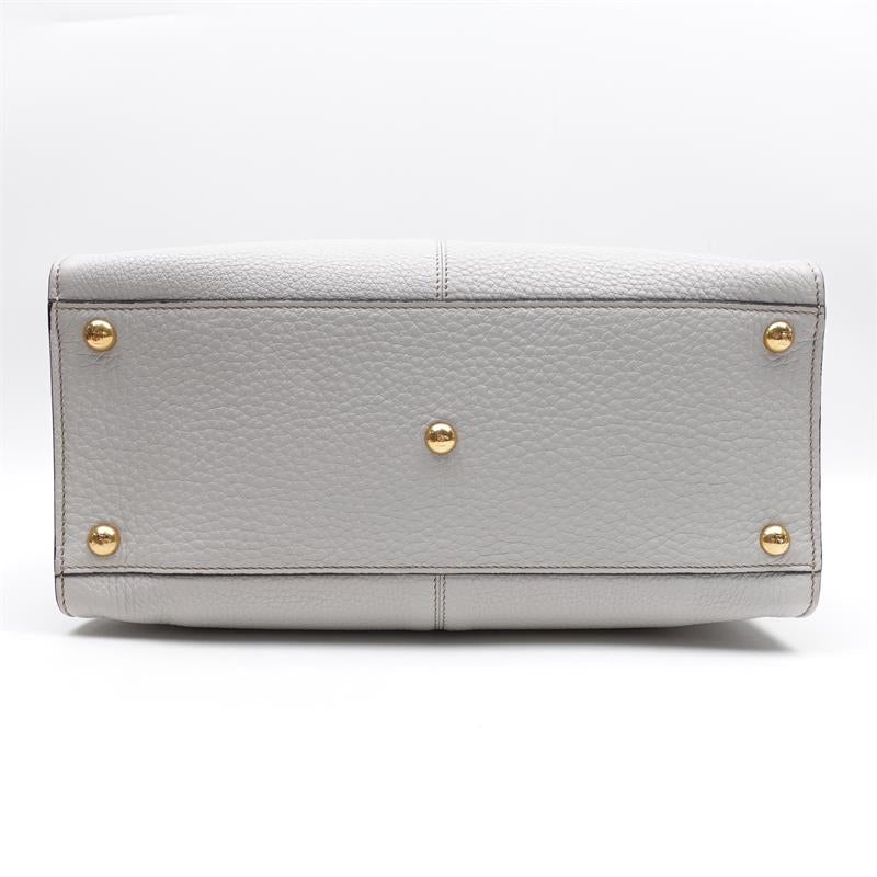 Pre-owned FENDI Peekaboo Grey Calfskin Shoulder Bag