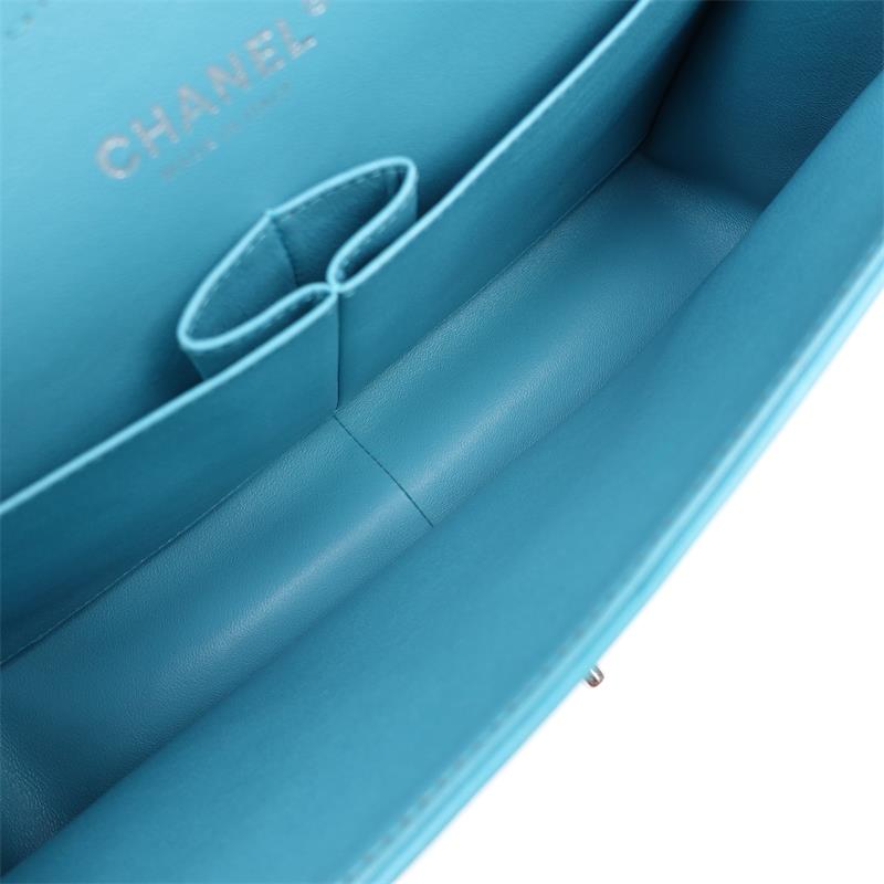 Pre-owned Chanel CF Jumbo Teal Lambskin Shoulder Bag