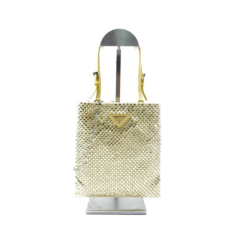 Pre-Owned Prada Yellow Crystal Tote Bag