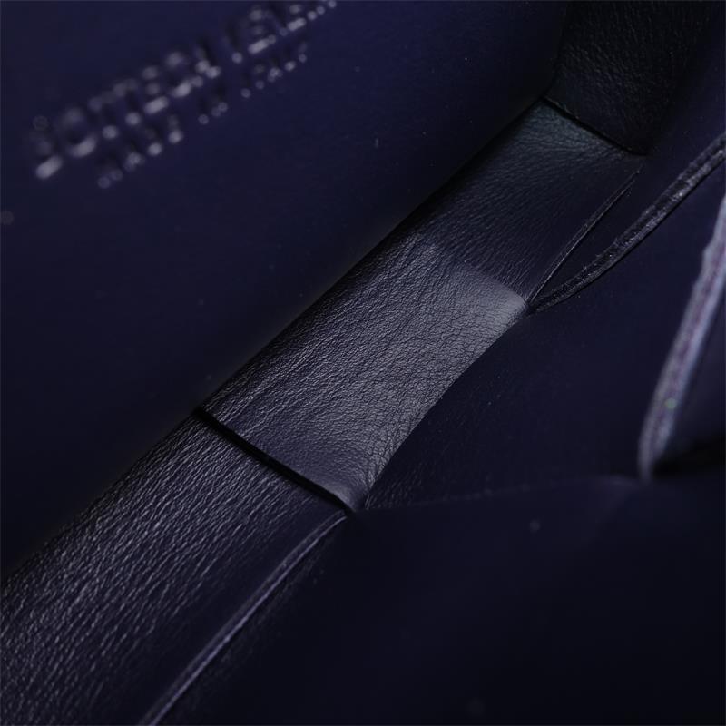 Pre-owned Bottega Cassette Blue Calfskin Shoulder Bag