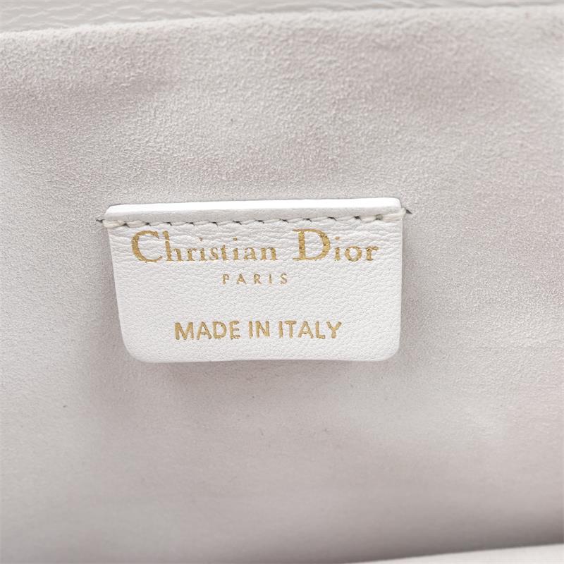 Pre-owned Dior White Rattan Check Gold Butterfly Rivet Shoulder Bag
