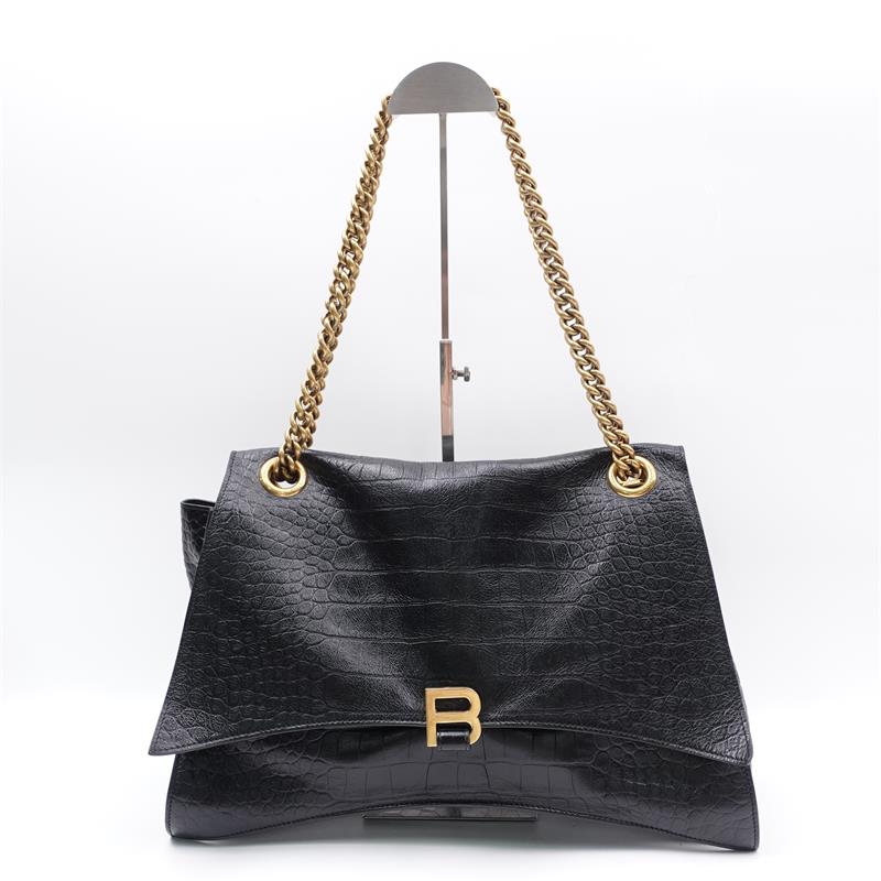 Pre-owned Balenciaga Crush Large Black Calfskin Shoulder Bag