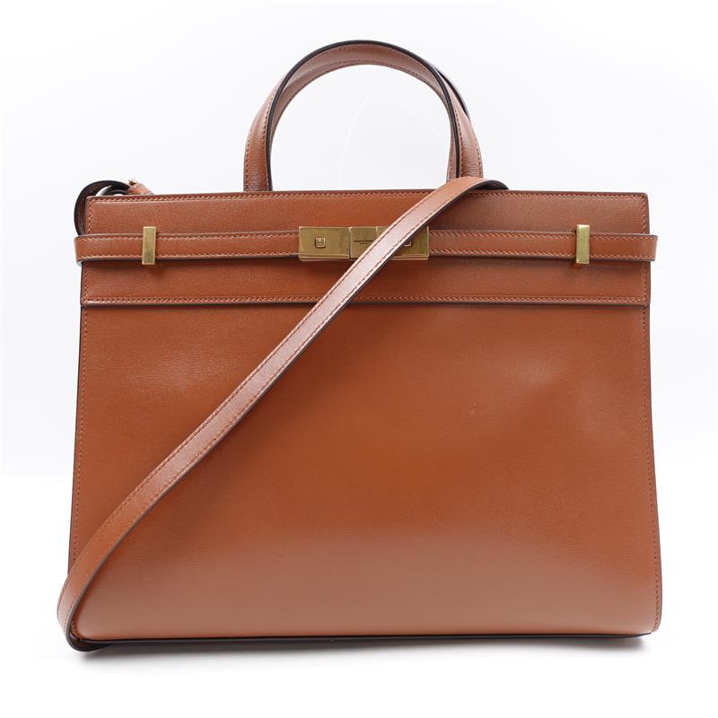 Pre-owned Saint Laurent Manhattan Brown Calfskin Handle Bag