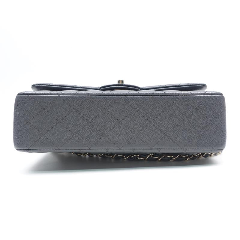 Pre-owned Chanel CF Gray & Gold Caviar Calfskin Shoulder Bag