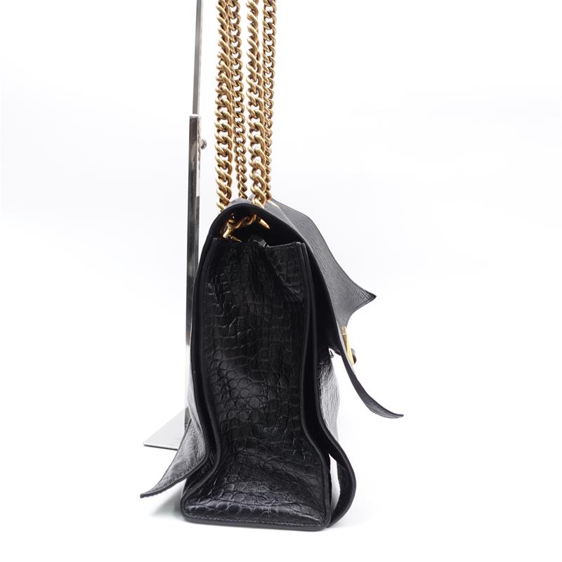 Pre-owned Balenciaga Crush Large Black Calfskin Shoulder Bag