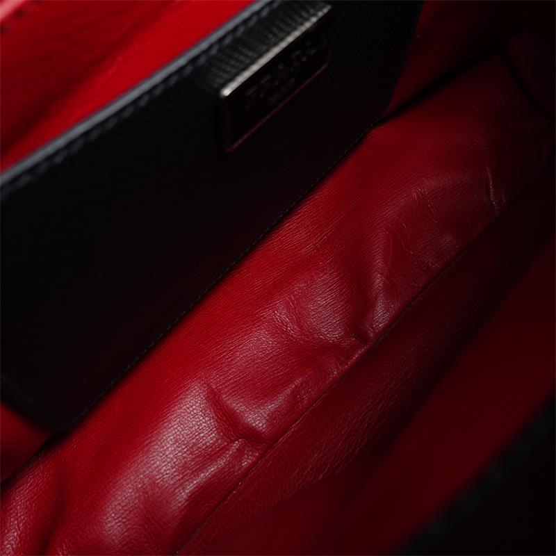 Pre-owned Prada Black Double Saffiano Leather Shoulder Bag