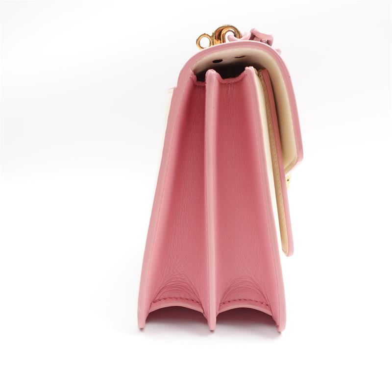 Pre-owned Bvlgari Serpenti Forever Cream & Pink Calfskin Shoulder Bag