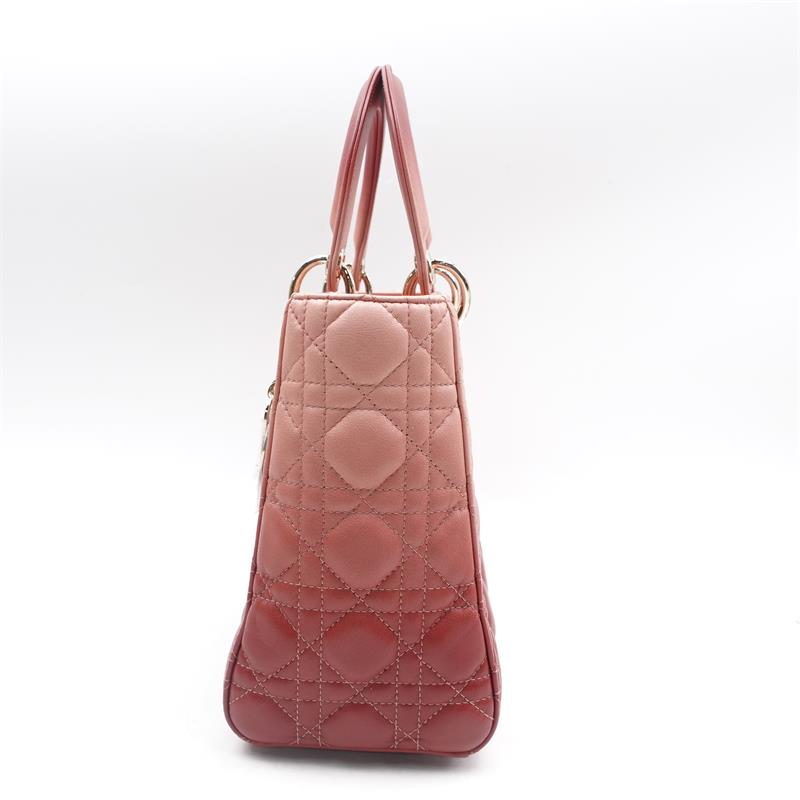 Pre-owned Dior Lady Medium Gradient Red Calfskin Shoulder Bag