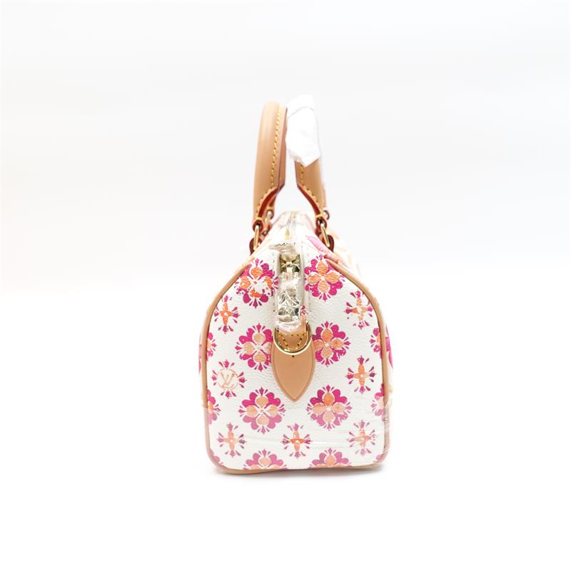 Pre-owned Louis Vuitton Speedy 20 Orange & White Coated Canvas Shoulder Bag