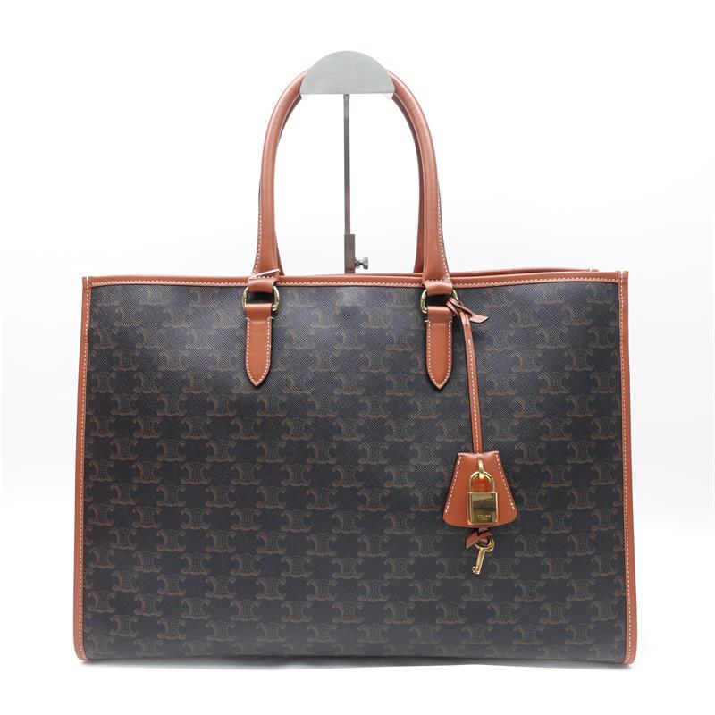 Pre-owned Celine Cabas Brown Coated Canvas Shoulder Bag