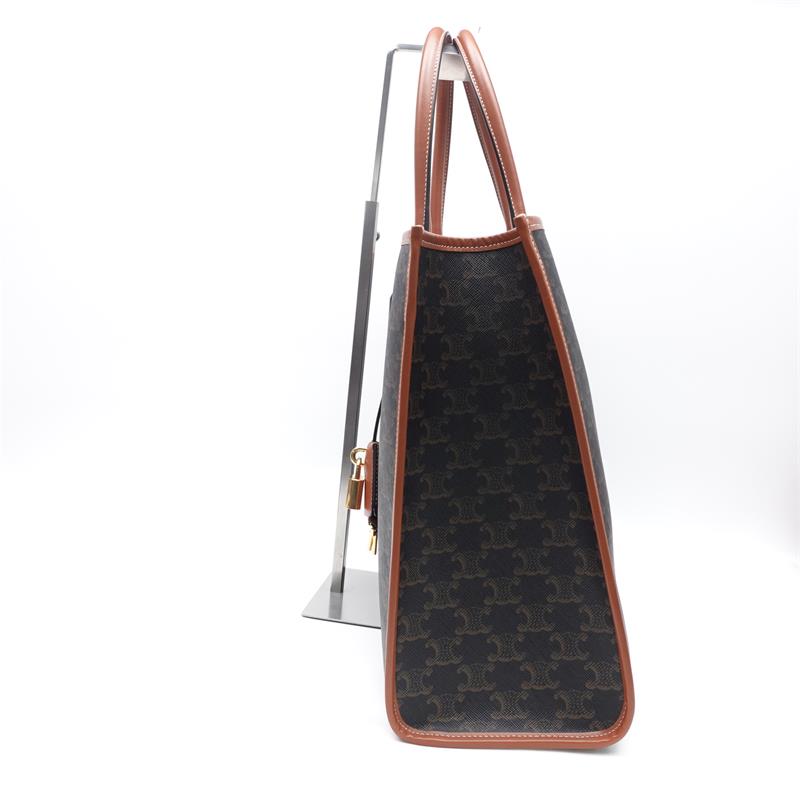Pre-owned Celine Cabas Brown Coated Canvas Shoulder Bag