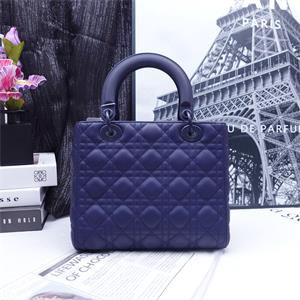 Pre-owned Dior Lady Blue Calfskin Shoulder Bag