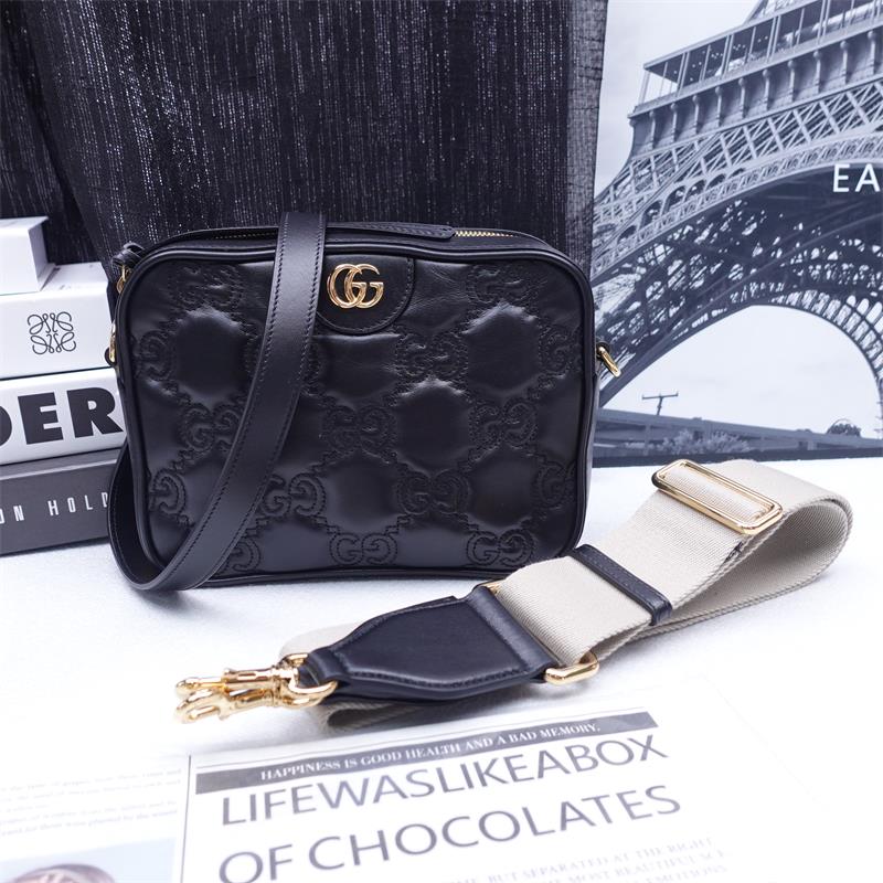 Pre-owned Gucci Black Matelasse Calfskin Shoulder Bag