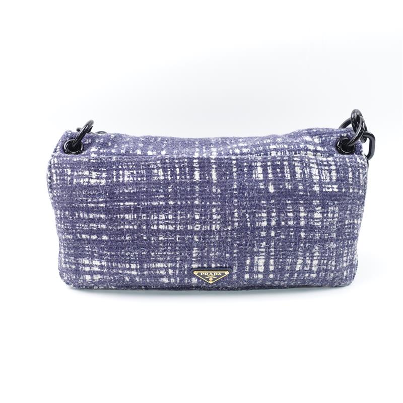 Pre-owned Prada Tela Blue Tweed Shoulder Bag