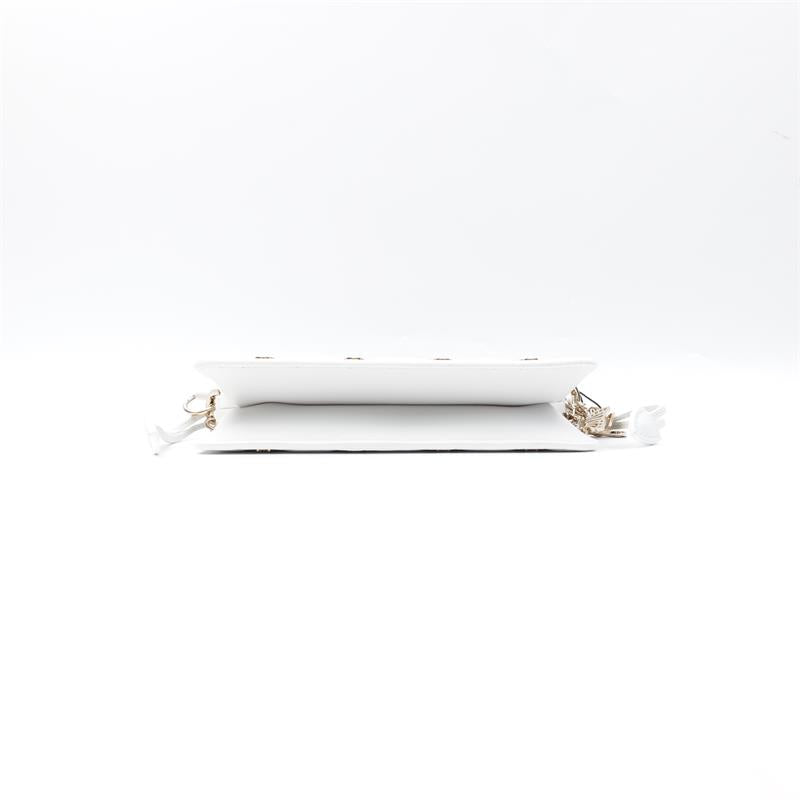 Pre-owned Dior White Rattan Check Gold Butterfly Rivet Shoulder Bag