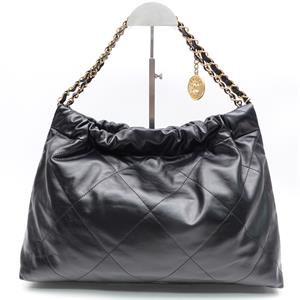 Pre-owned Chanel 22BAG Black Calfskin Shoulder Bag