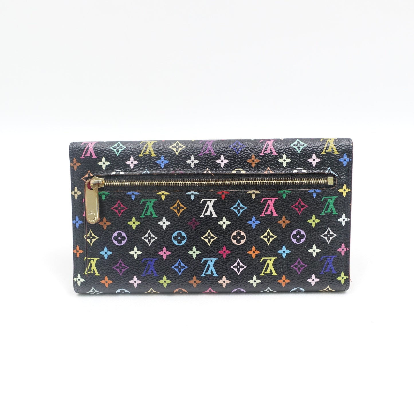 Pre-owned Louis Vuitton Eugenie Multi Black Coated Canvas Small Leather Good Long Wallet
