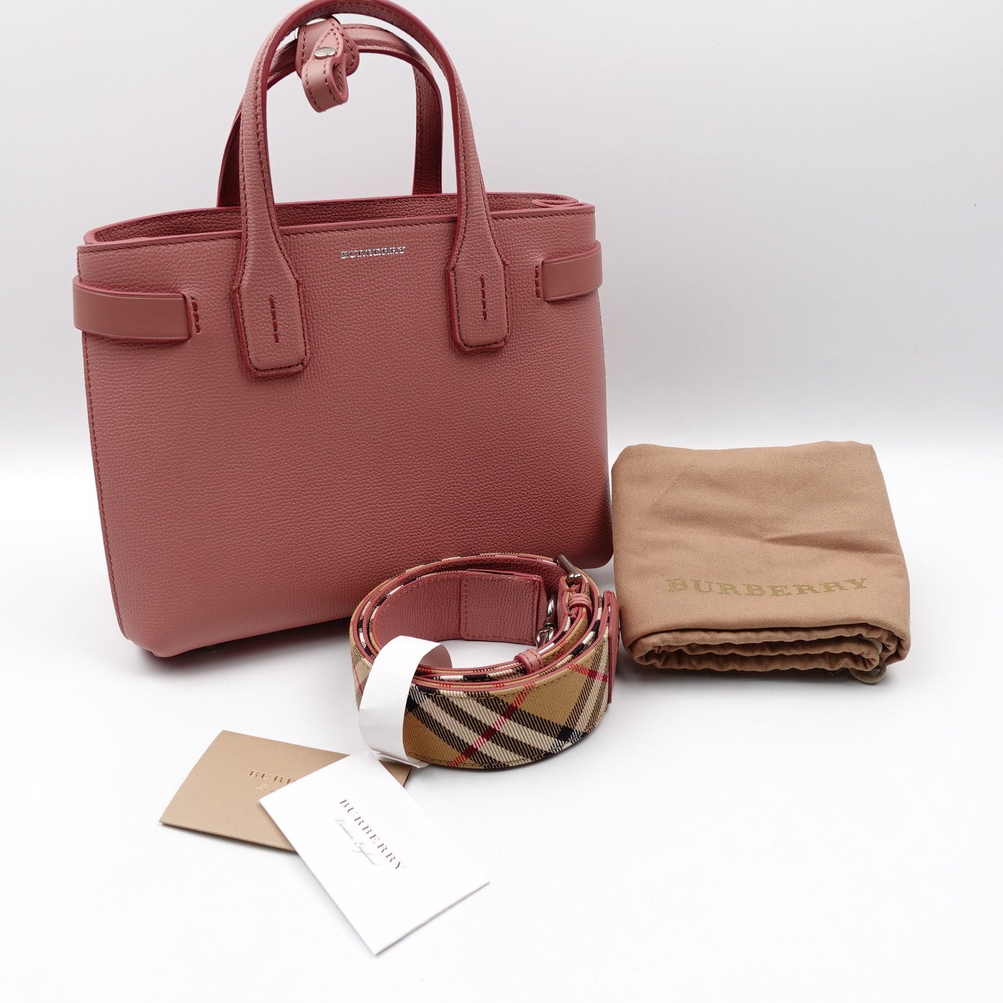 Pre-owned Burberry The Banner Pink Calfskin Shoulder Bag