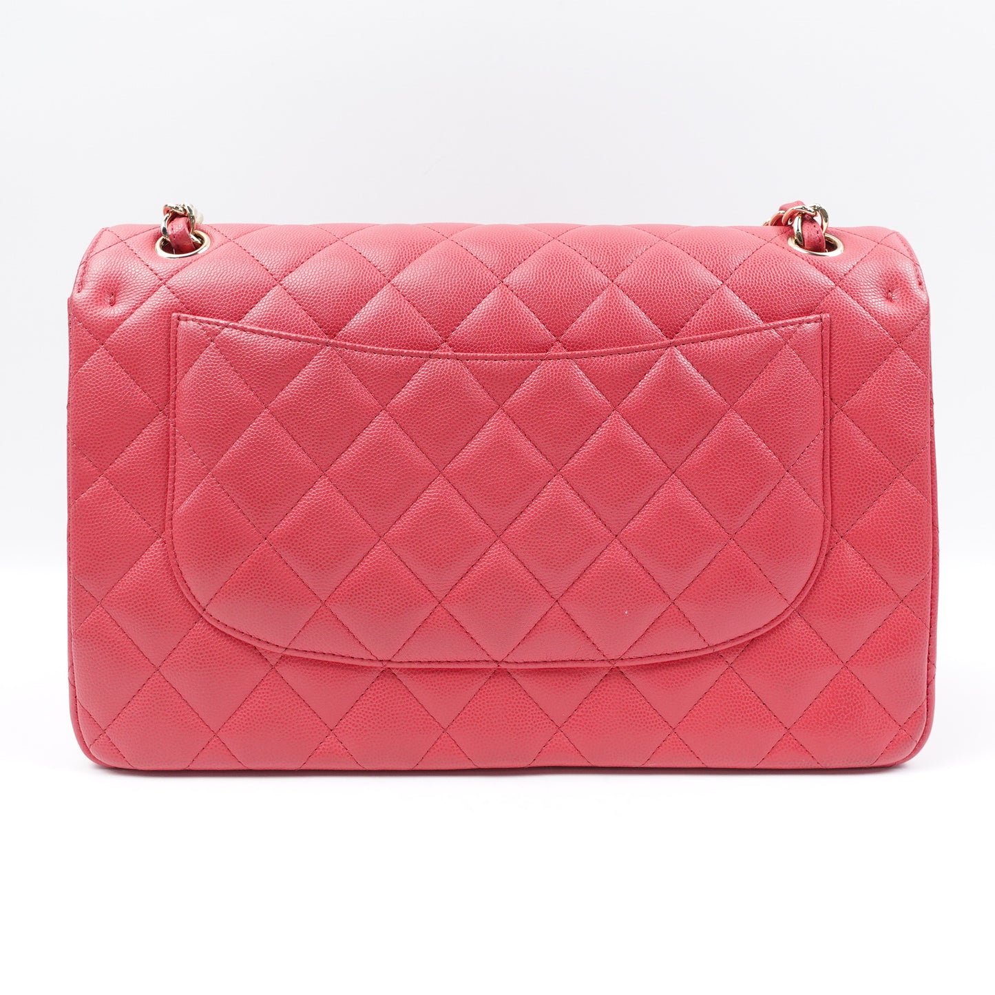 Pre-owned Chanel CF Jumbo Watermelon Pink Caviar Shoulder Bag