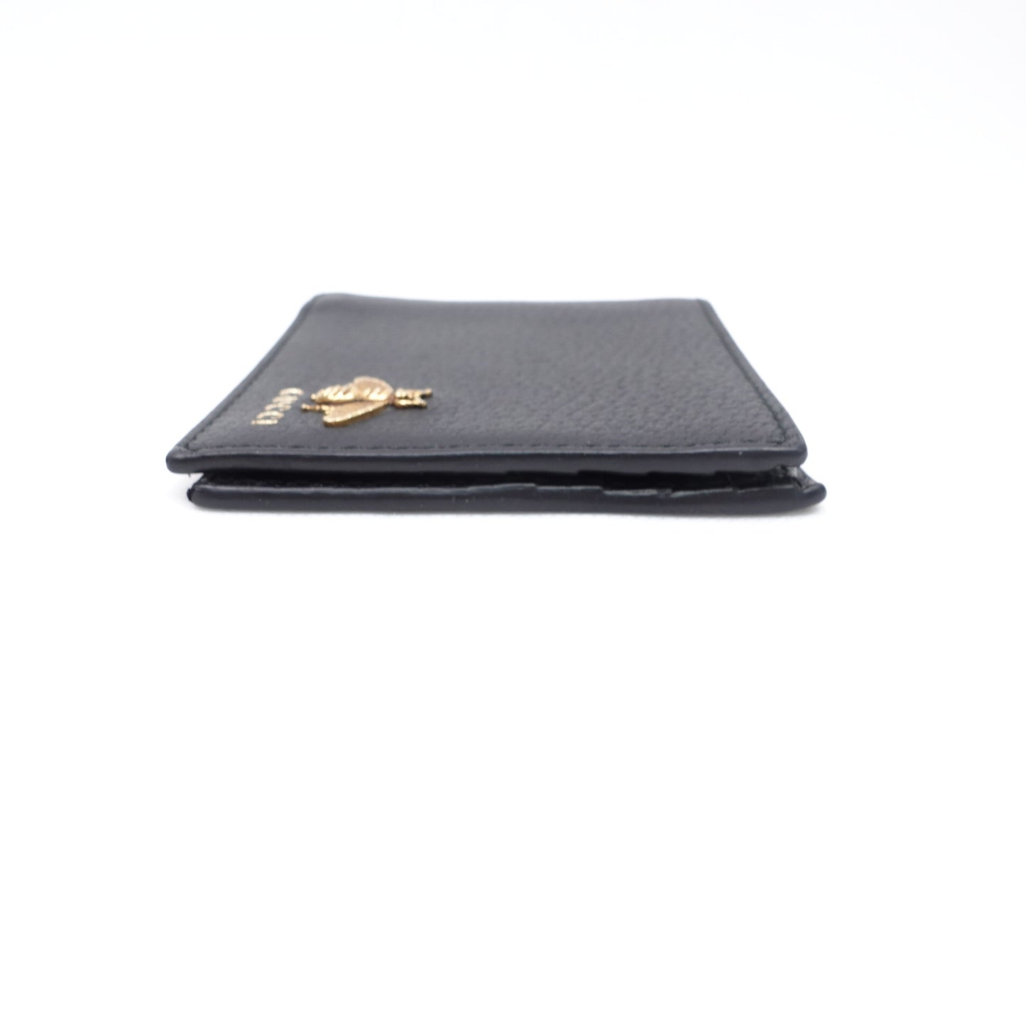 Pre-owned Gucci Bee Black Calfskin Bifold Wallet
