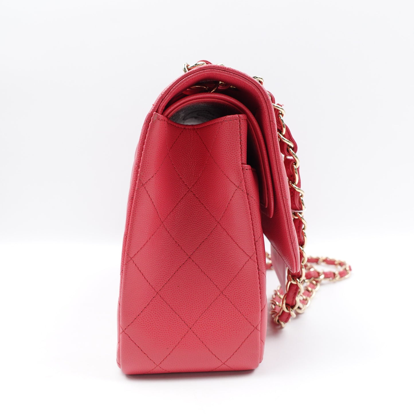 Pre-owned Chanel CF Jumbo Watermelon Pink Caviar Shoulder Bag