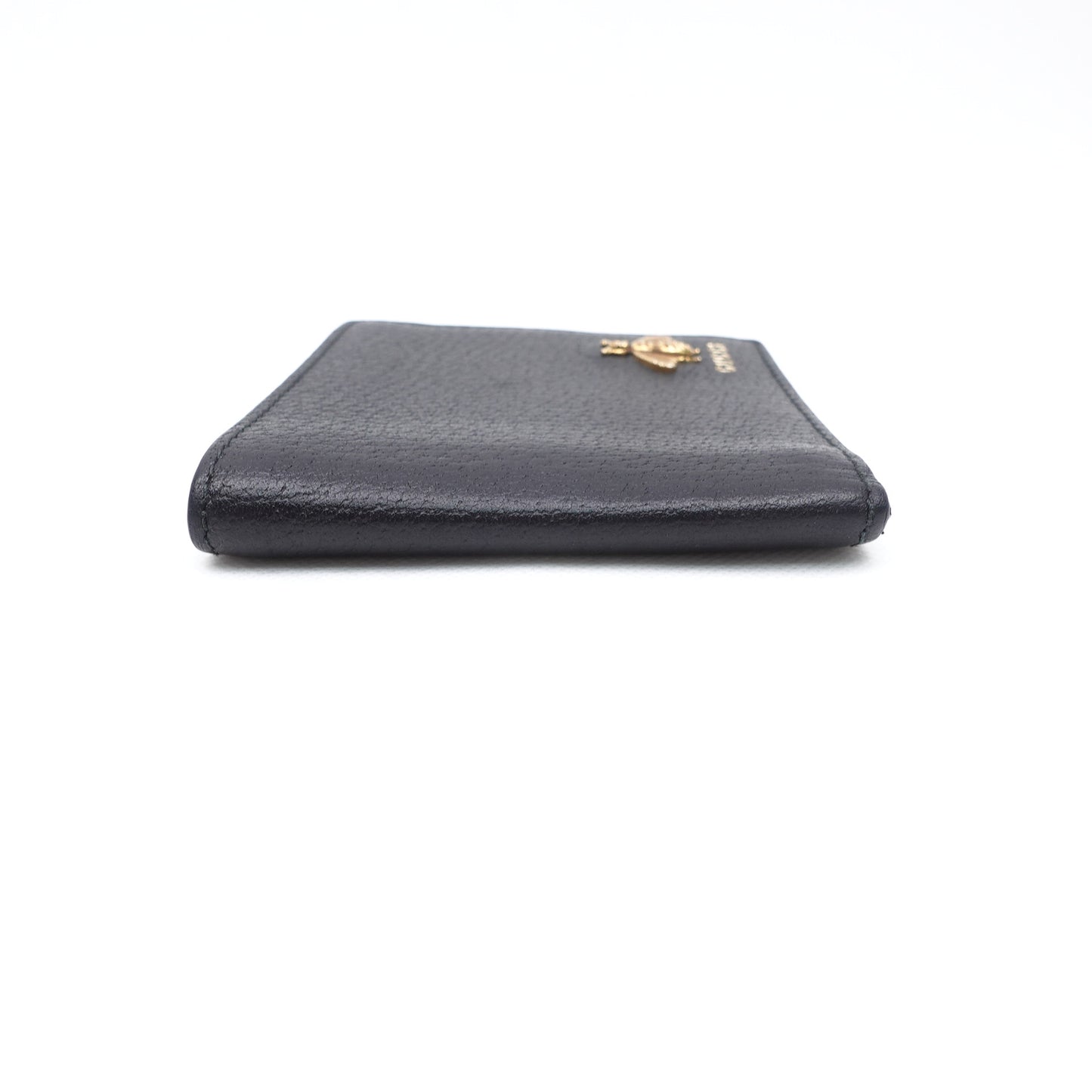 Pre-owned Gucci Bee Black Calfskin Bifold Wallet