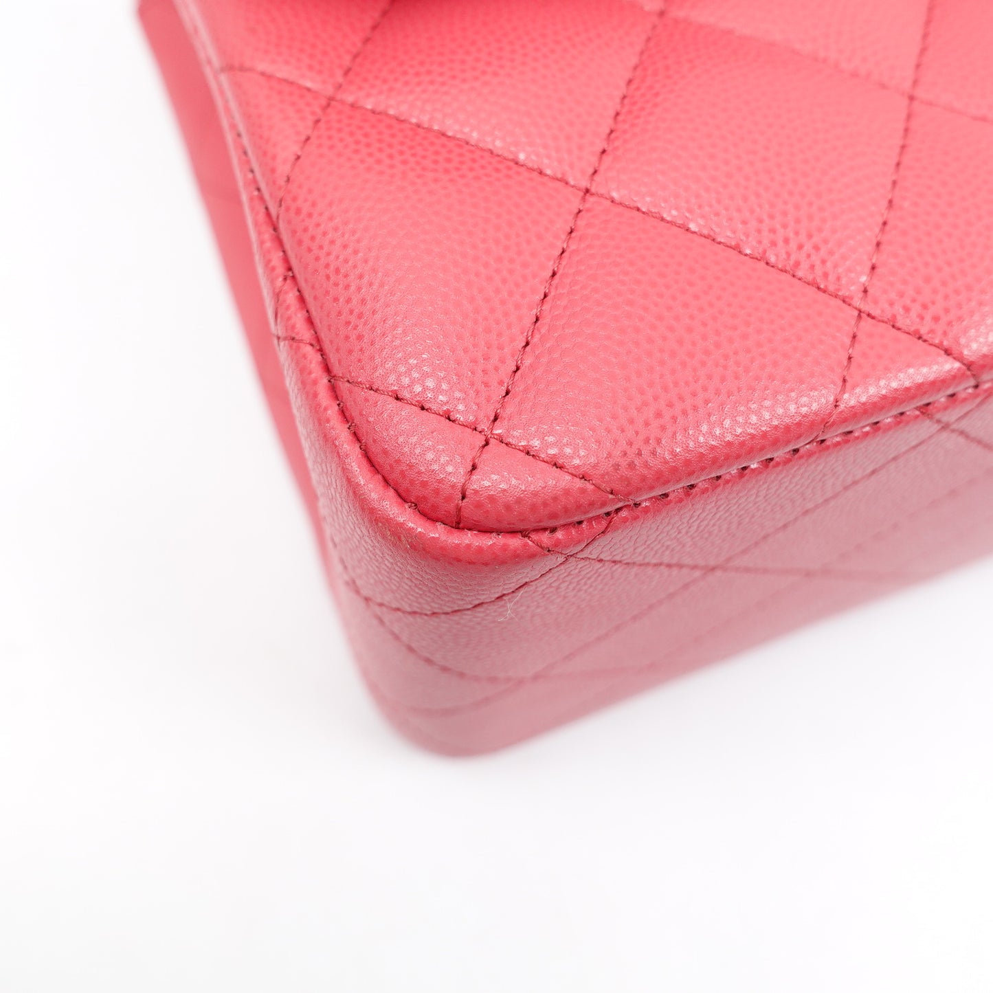Pre-owned Chanel CF Jumbo Watermelon Pink Caviar Shoulder Bag