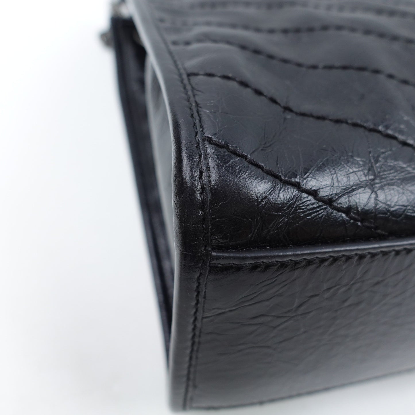 Pre-owned Saint Laurent Niki Shopping Nano Black Calfskin Shoulder Bag