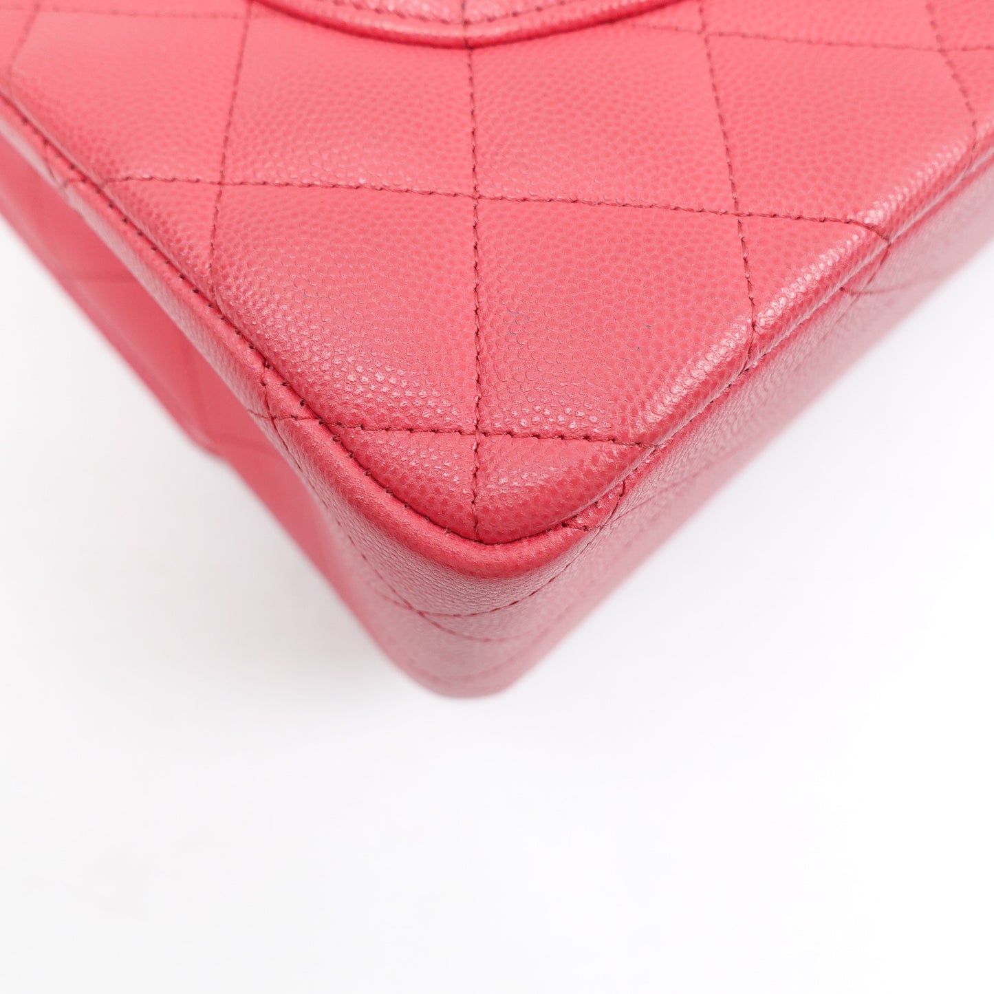 Pre-owned Chanel CF Jumbo Watermelon Pink Caviar Shoulder Bag