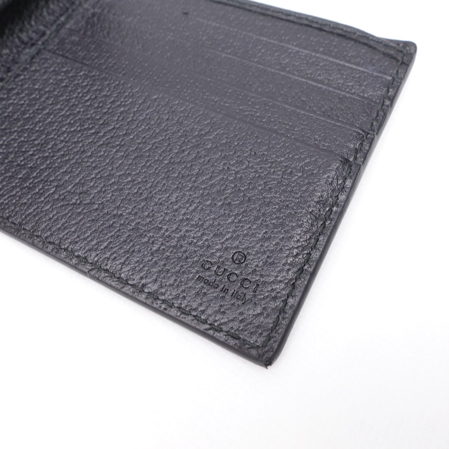 Pre-owned Gucci Bee Black Calfskin Bifold Wallet