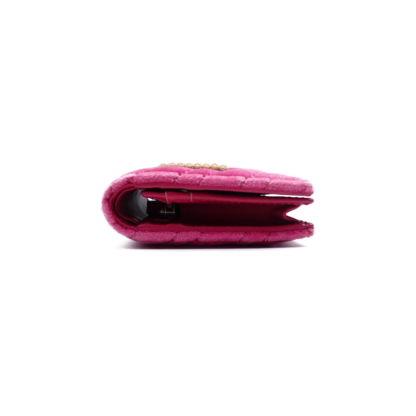 Pre-owned Gucci GG Marmont Pink Calfskin&Velvet Short Wallet