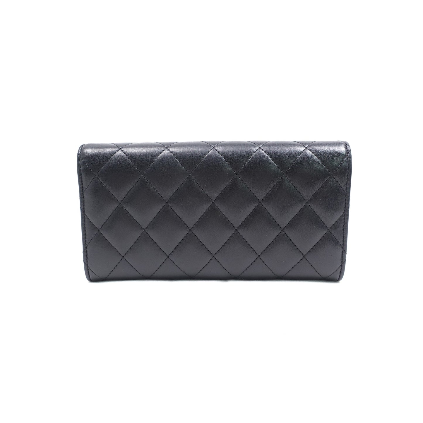 Pre-owned Chanel Classic Flap Black Lambskin Long Wallet