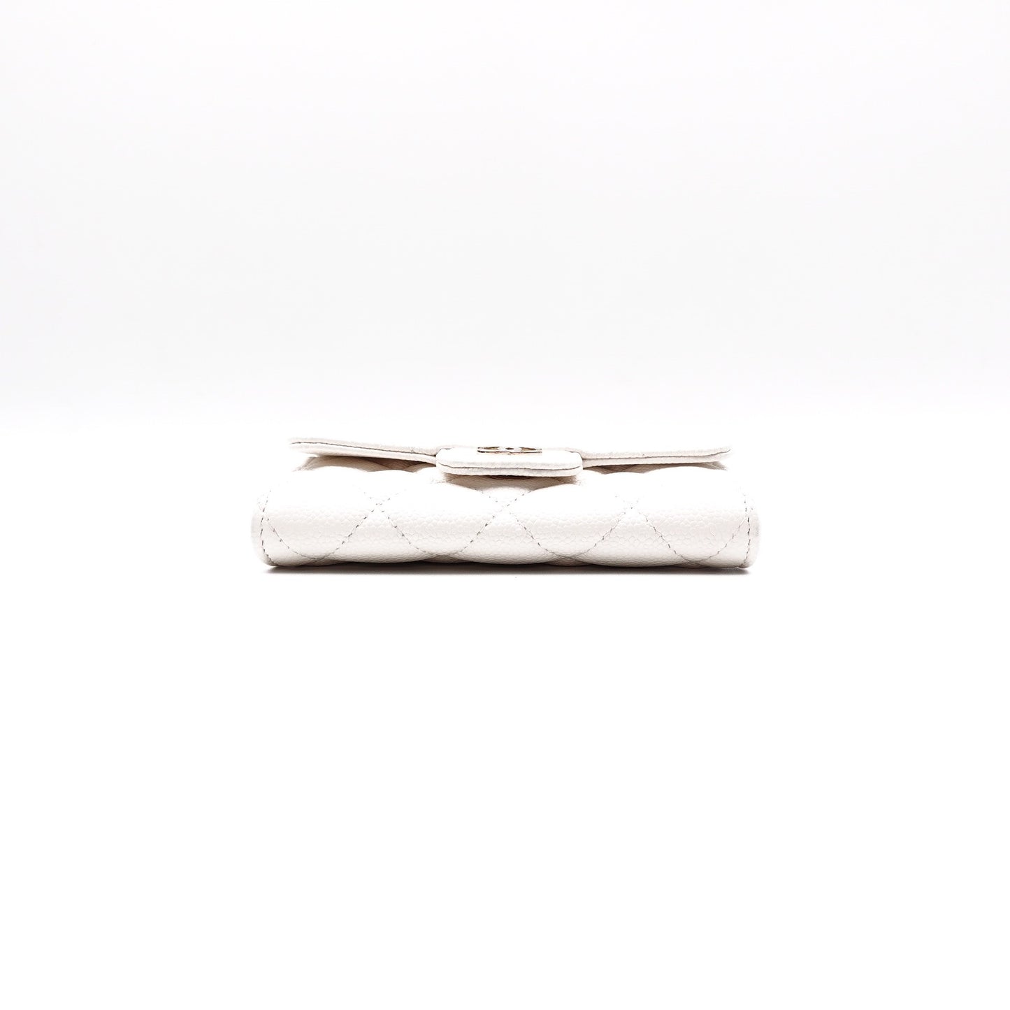 Pre-owned Chanel CF White Calfskin Short Wallet