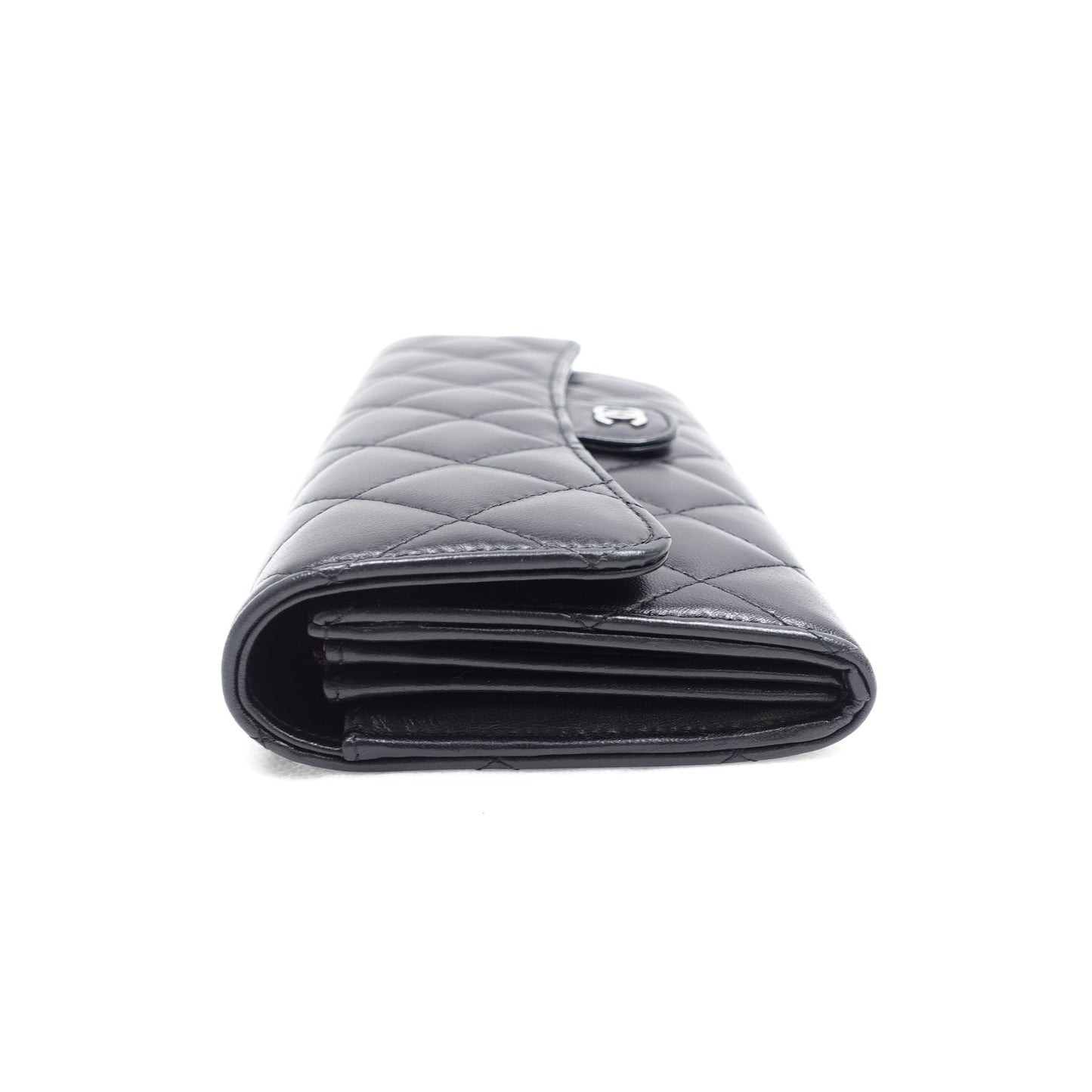 Pre-owned Chanel Classic Flap Black Lambskin Long Wallet