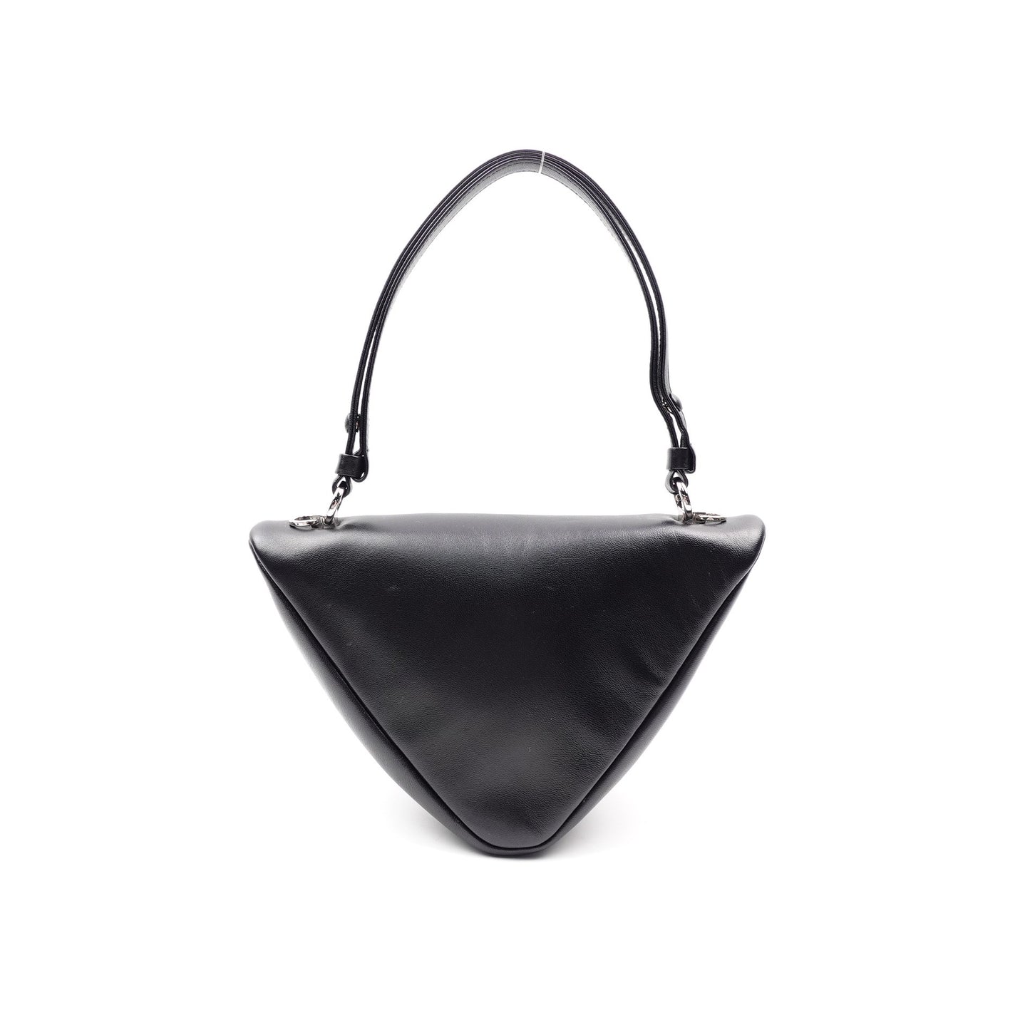 Pre-Owned Prada Padded Nappa Triangular Black Lambskin Shoulder Bag