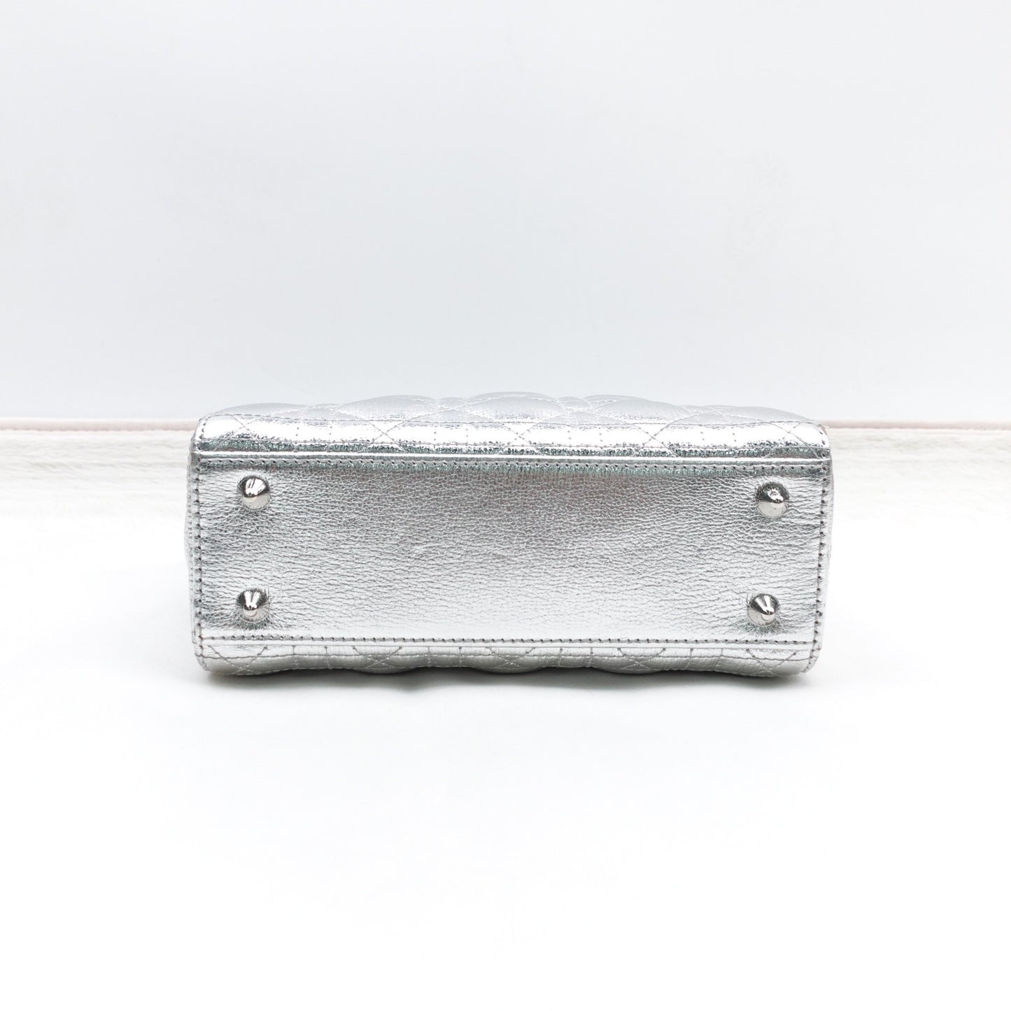 Pre-owned Dior Lady Dior Silver Calfskin Shoulder Bag