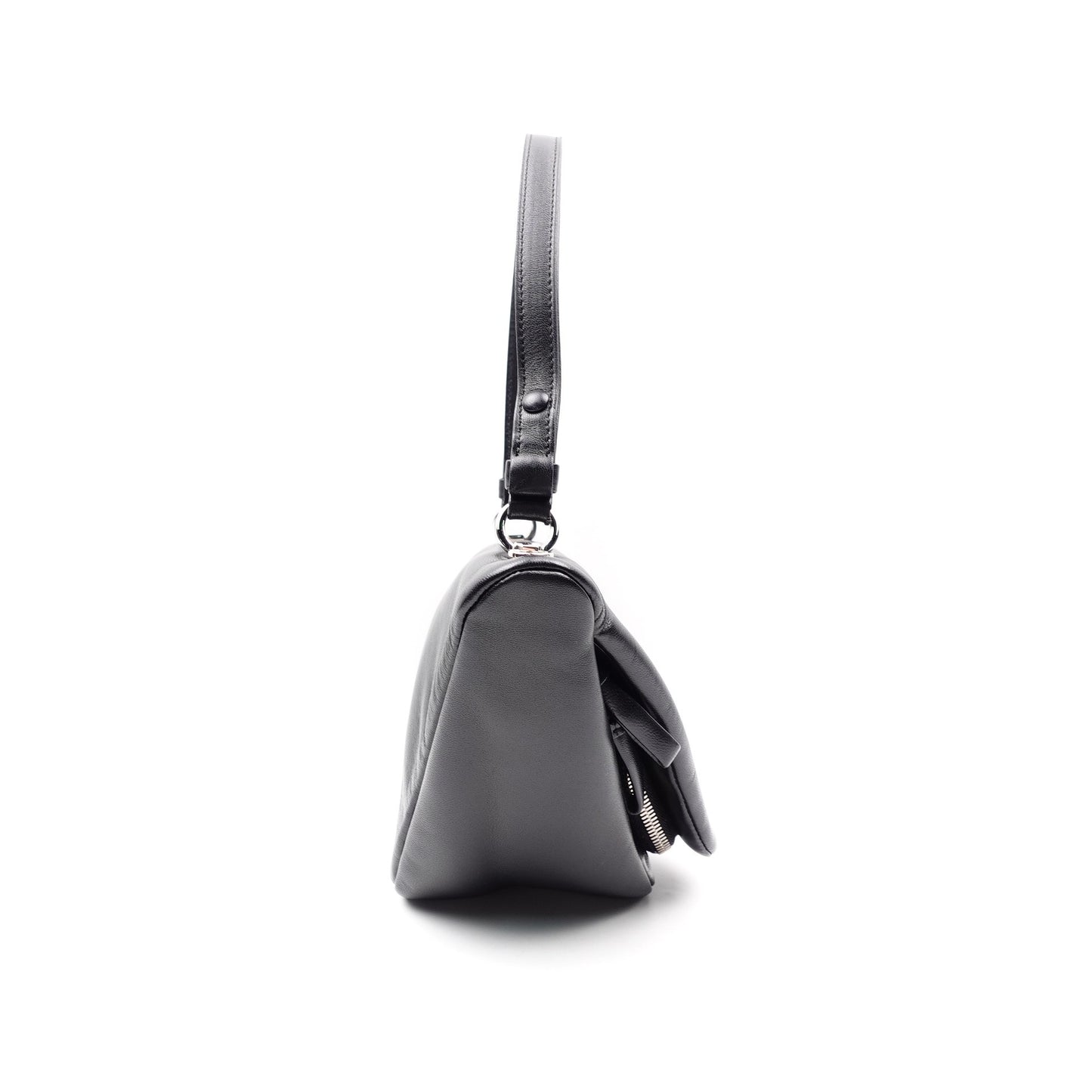 Pre-Owned Prada Padded Nappa Triangular Black Lambskin Shoulder Bag