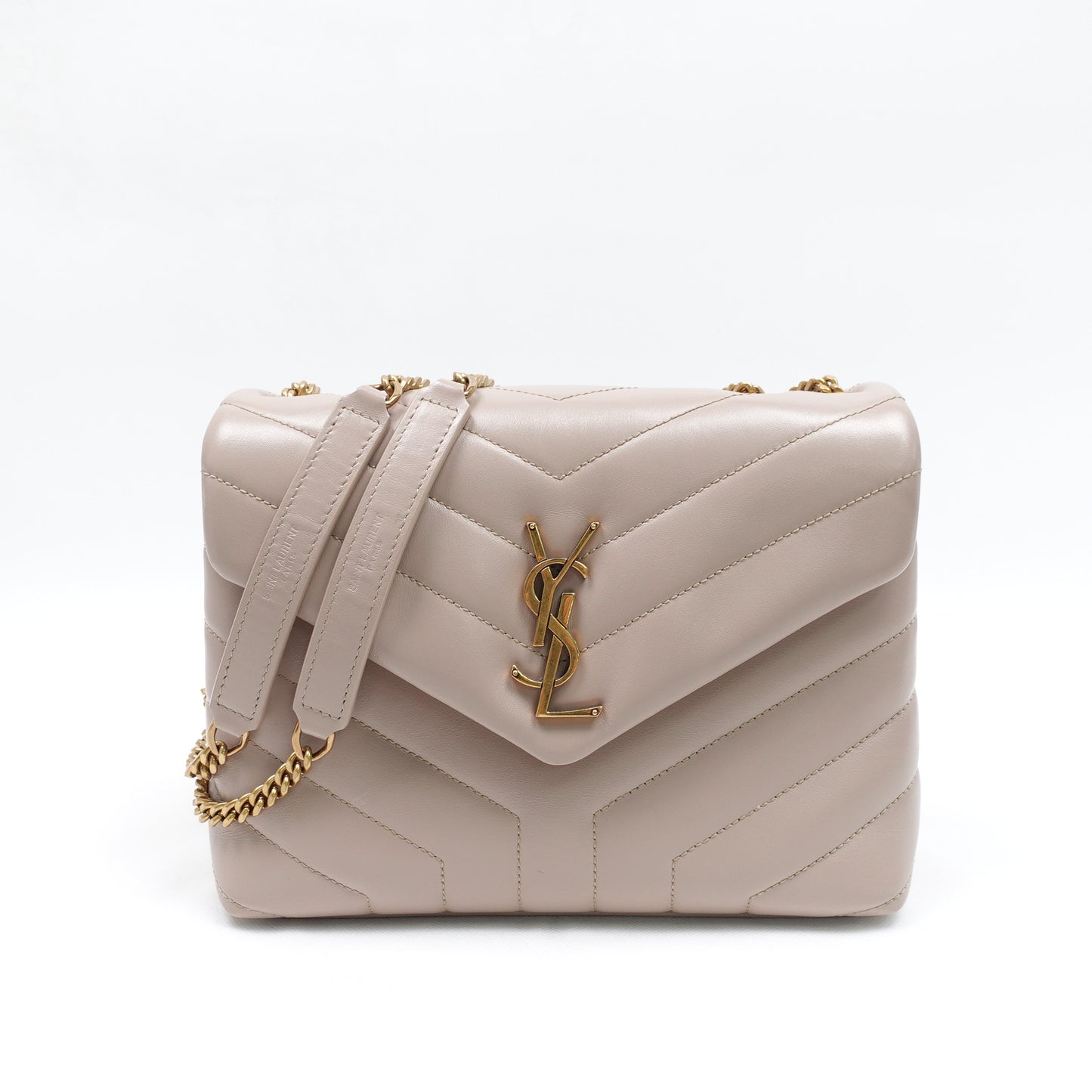 Pre-owned Saint Laurent Loulou Small Beige Canvas Shoulder Bag