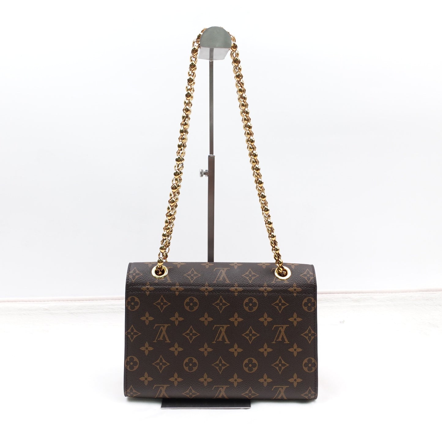 Pre-owned Victoire Monogram&Red Coated Canvas&Calfskin Shoulder Bag